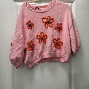 Zara Pink Floral Sweater